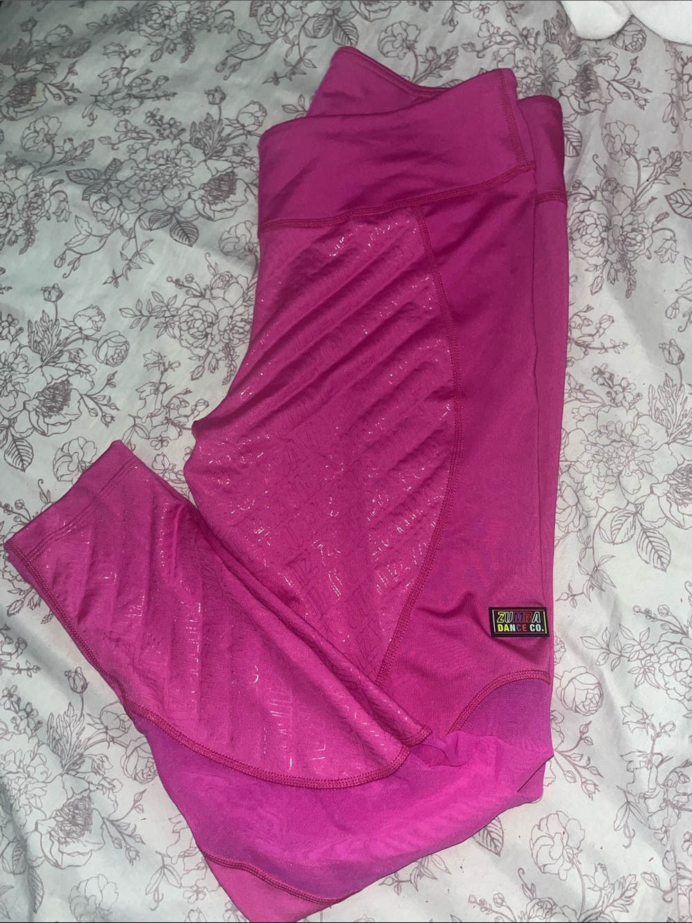Zumba Fitness Hot Pink Mesh Panel Leggings